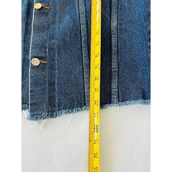 Coogi Down Under Womens Jean Jacket Blue Denim Fringe Hem Button Up Long Sleeve - Picture 9 of 10
